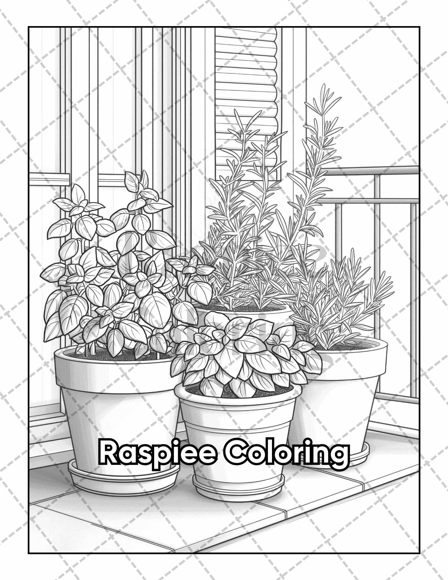 50 Balcony Garden Adult Coloring Pages Printable PDF Instant Download