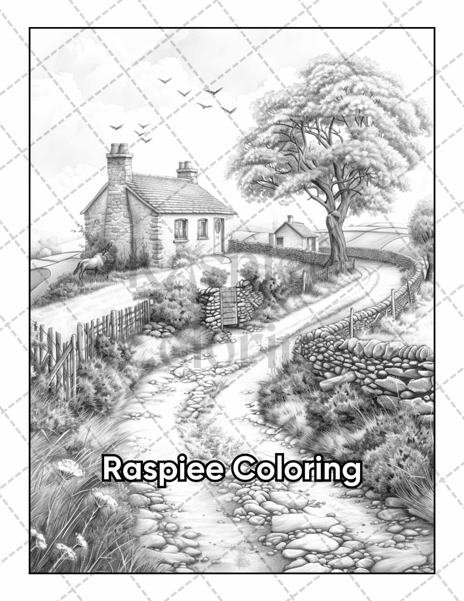 101 Relaxing Landscapes Grayscale Adult Coloring Pages Printable PDF Instant Download