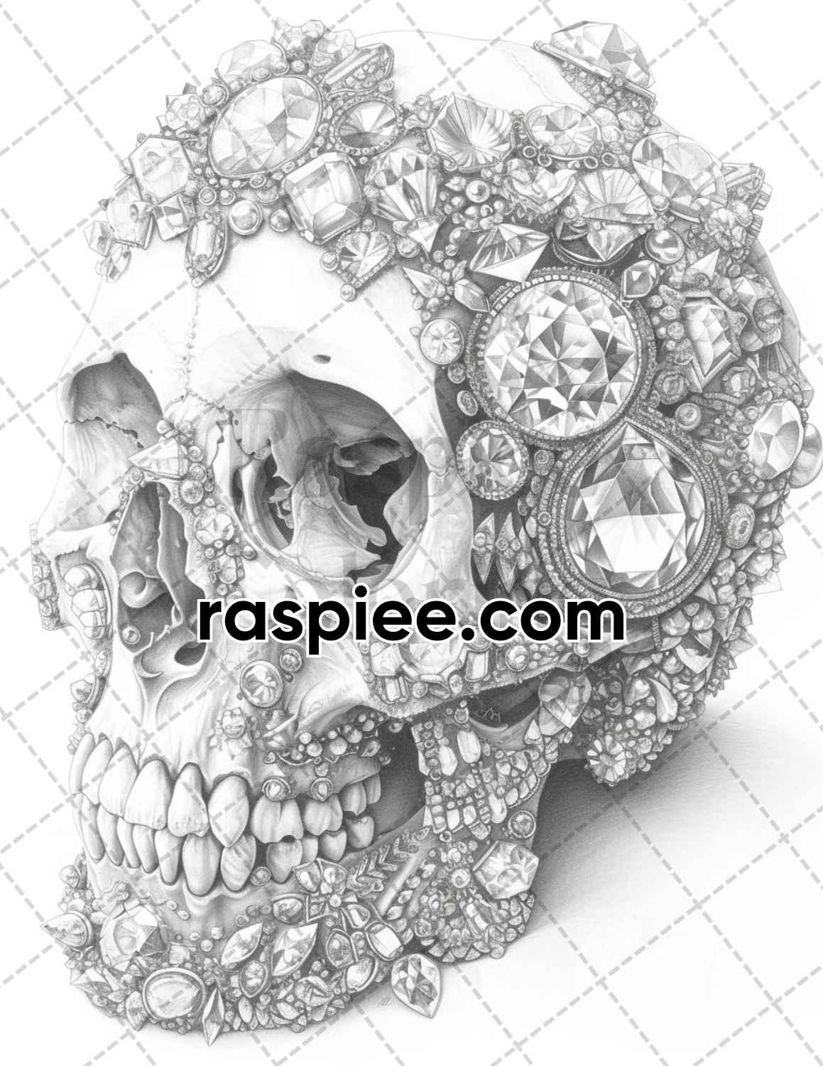 95 Skull Art Grayscale Adult Coloring Pages, Printable PDF Instant Download