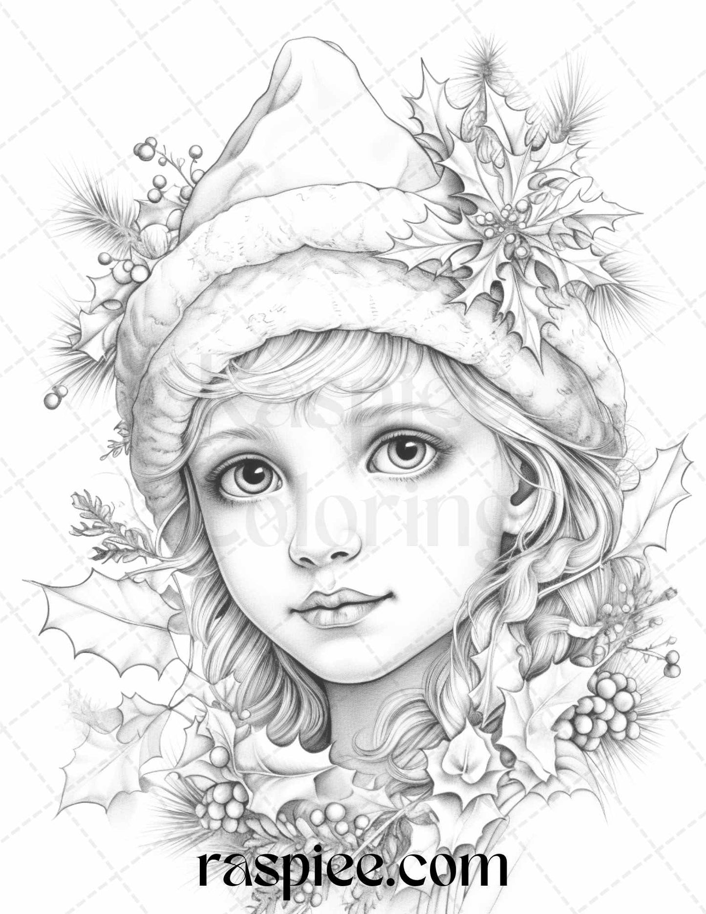 110 Christmas Elves Grayscale Coloring Pages Printable for Adults Kids, PDF File Instant Download