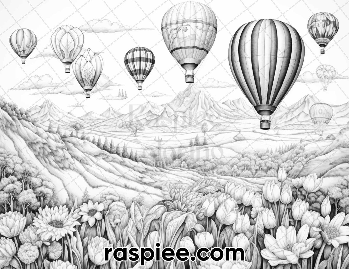 40 Spring Farm Life Grayscale Adult Coloring Pages, Printable PDF Instant Download