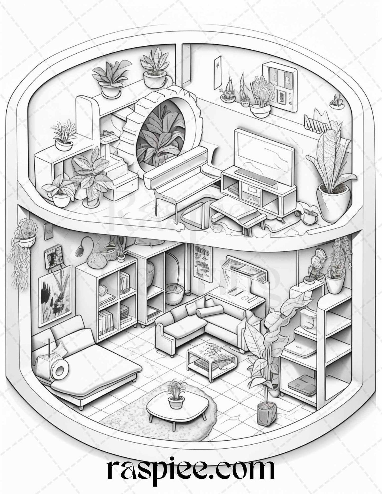 40 Pocket Room Coloring Pages Printable for Adults Kids, PDF File Instant Download