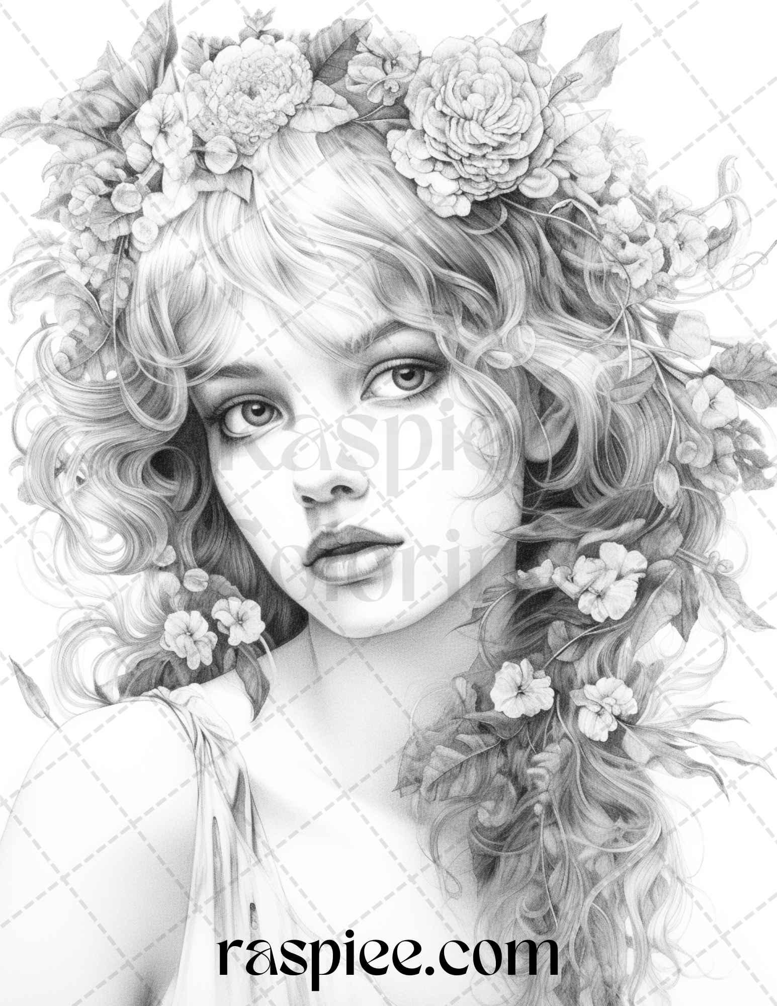 40 Beautiful Gatsby Girls Grayscale Coloring Pages Printable for Adults, PDF File Instant Download