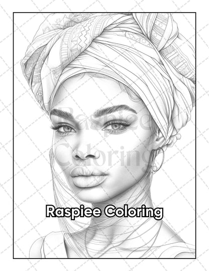 50 Black Women Portrait Coloring Pages for Adults Printable PDF Instant Download