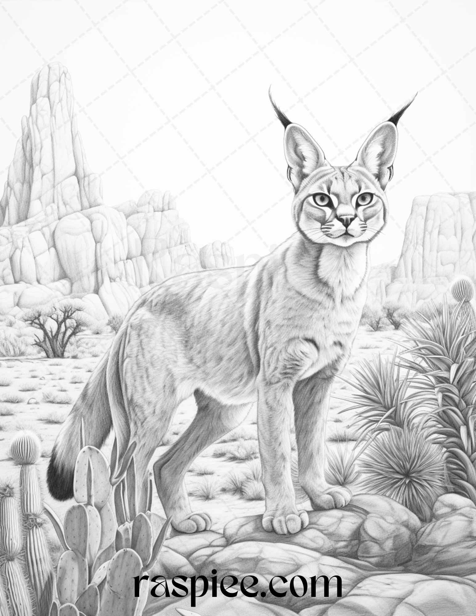 43 Desert Animals Grayscale Coloring Pages Printable for Adults, PDF File Instant Download