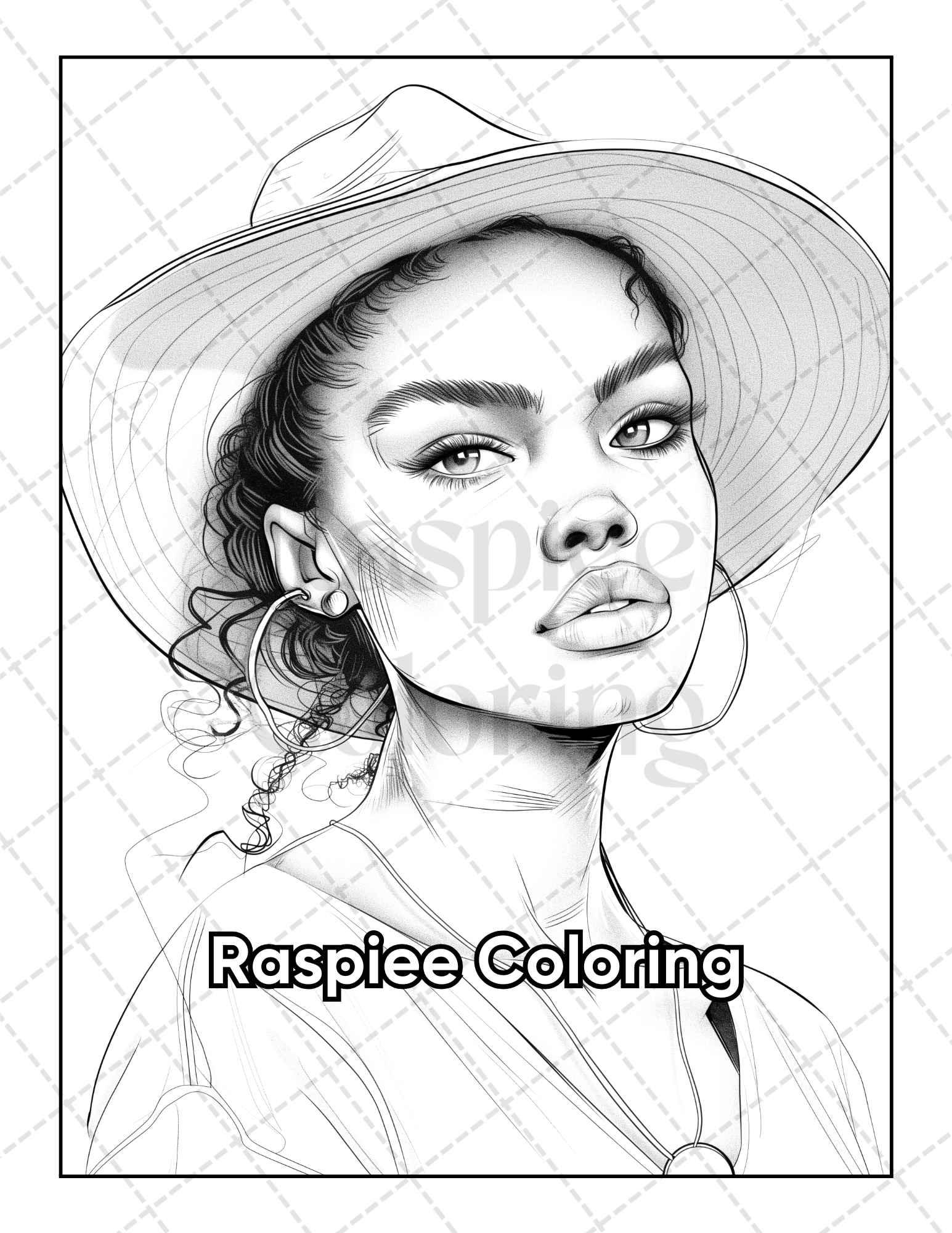 50 Black Women Portrait Coloring Pages for Adults Printable PDF Instant Download