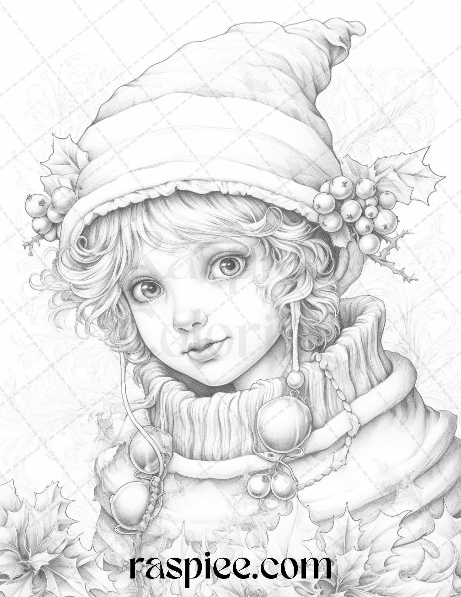 110 Christmas Elves Grayscale Coloring Pages Printable for Adults Kids, PDF File Instant Download