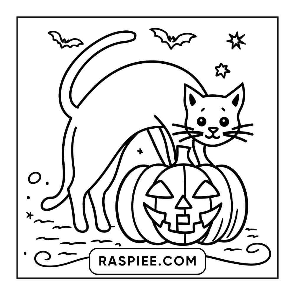 100 Bold and Easy Cute Halloween Coloring Pages Printable PDF Instant Download