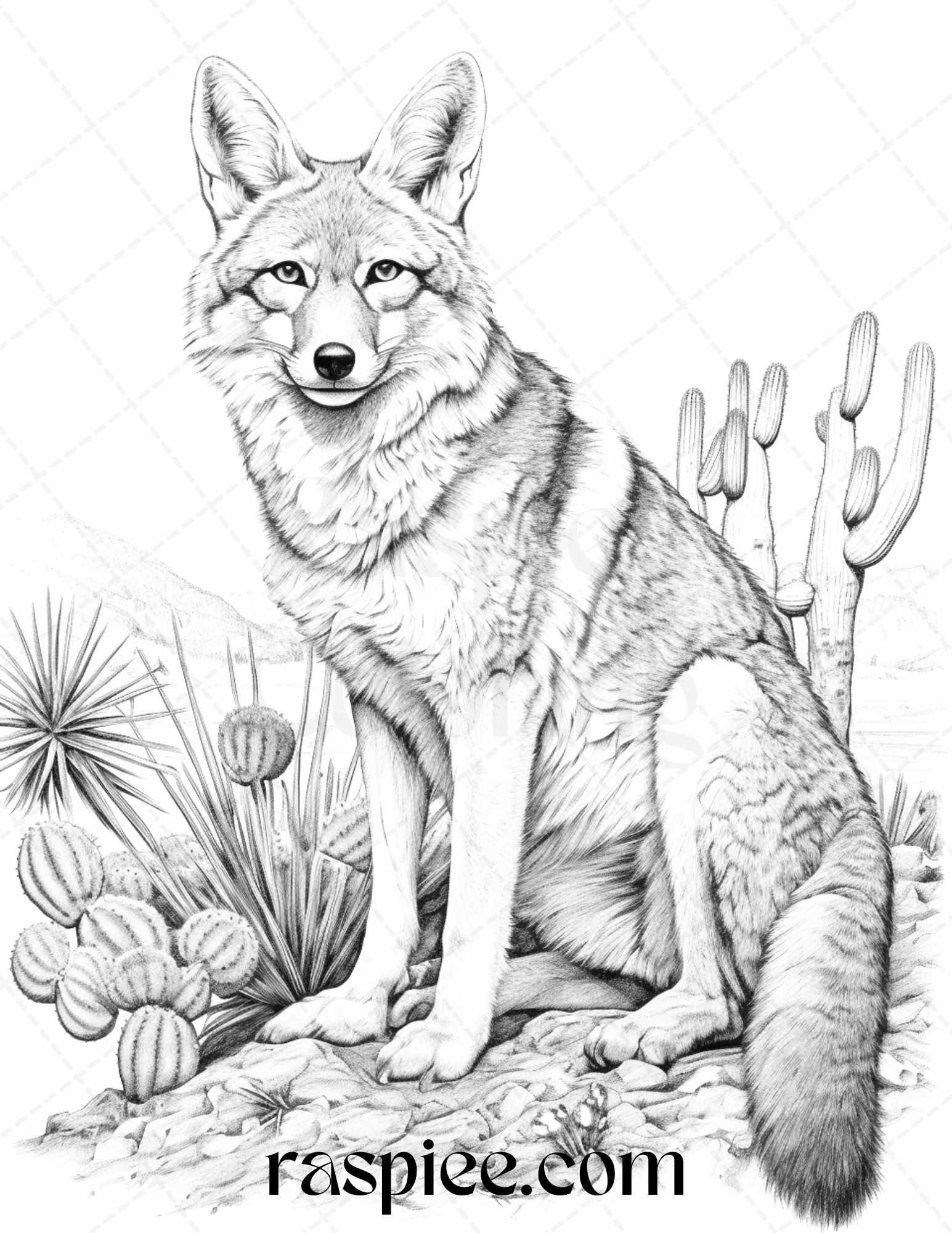 43 Desert Animals Grayscale Coloring Pages Printable for Adults, PDF File Instant Download