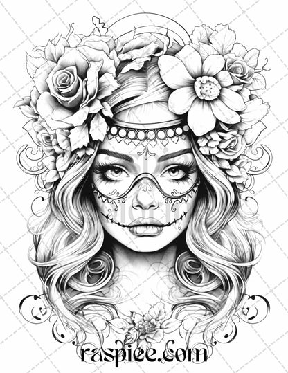 40 Beautiful Tattoos Grayscale Coloring Pages Printable for Adults, PDF File Instant Download