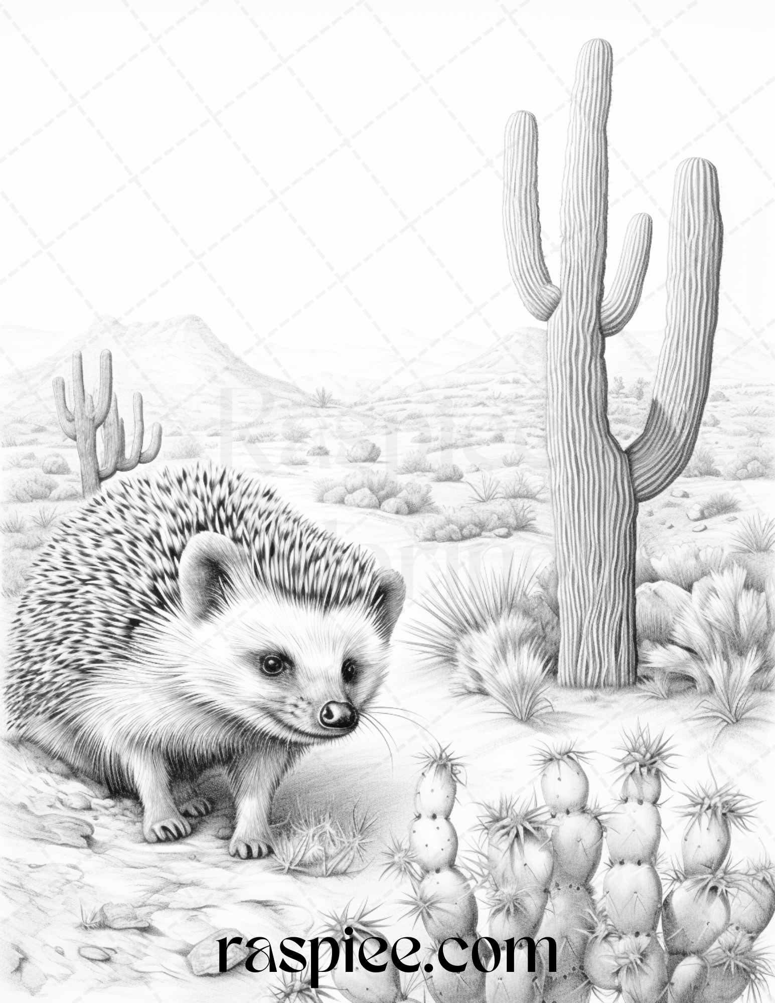 43 Desert Animals Grayscale Coloring Pages Printable for Adults, PDF File Instant Download