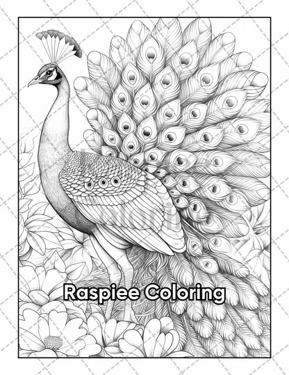 50 Beautiful Birds Adult Coloring Pages Printable PDF Instant Download