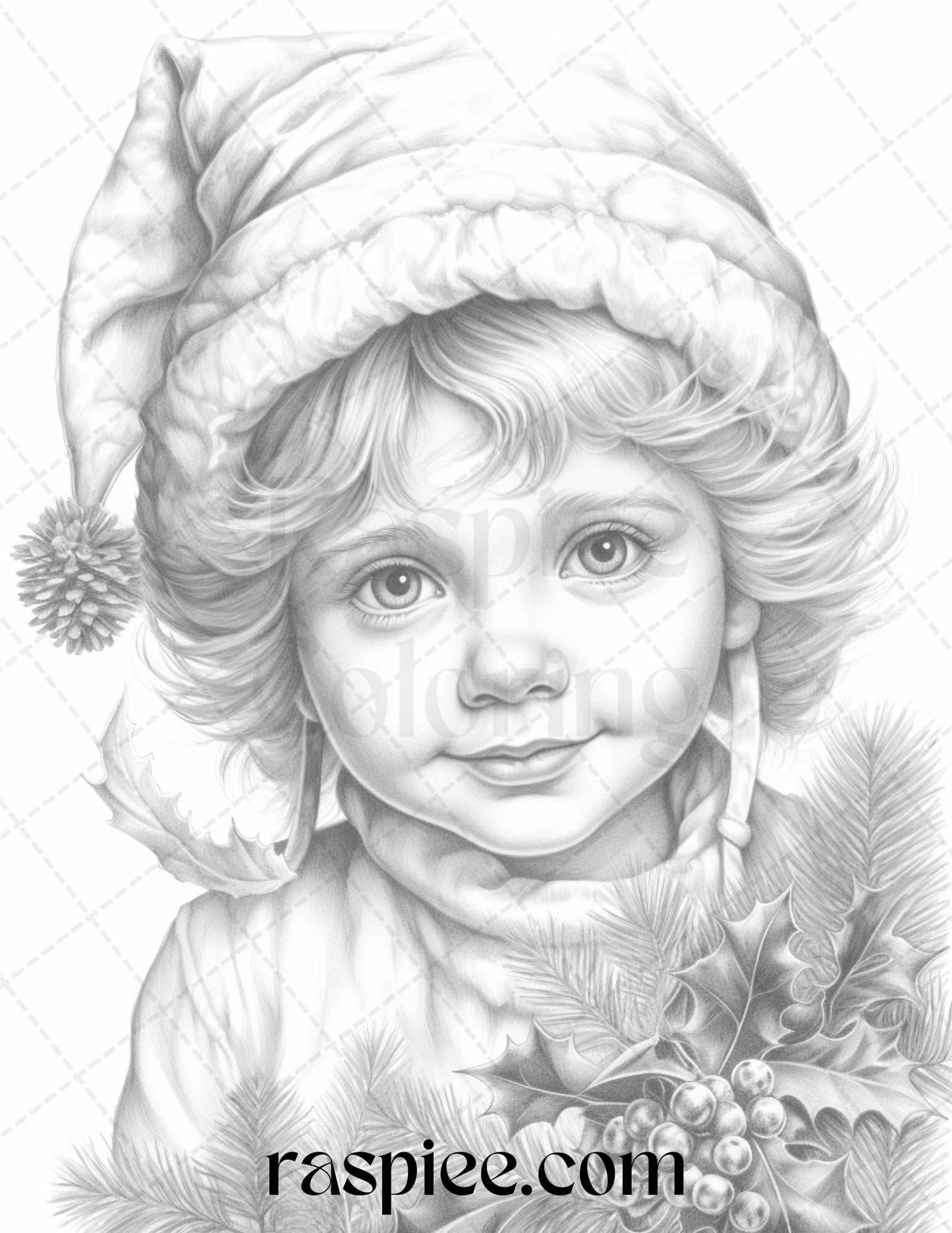 110 Christmas Elves Grayscale Coloring Pages Printable for Adults Kids, PDF File Instant Download