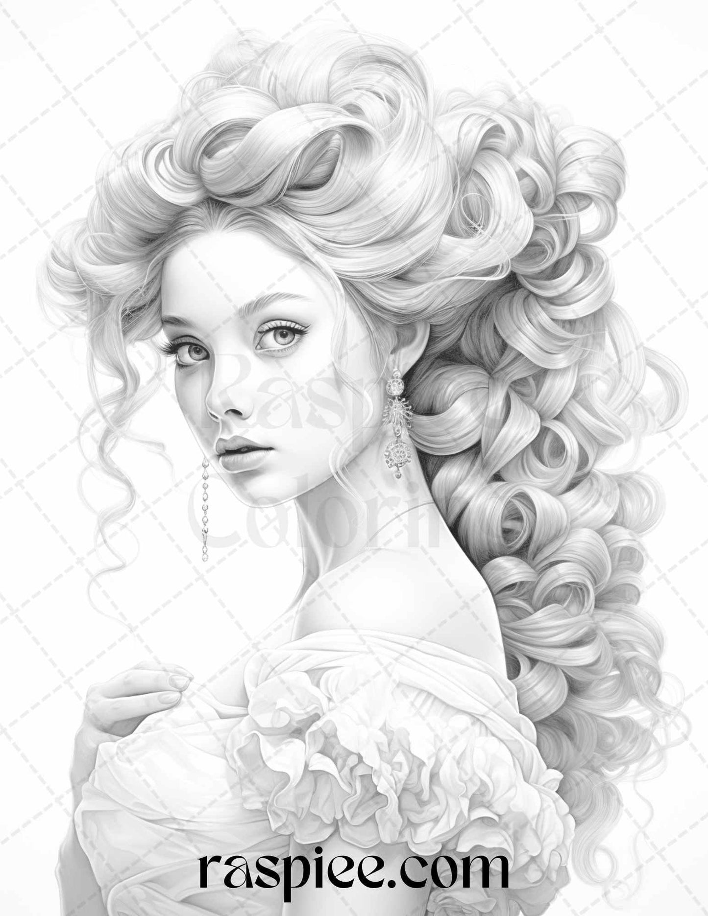 43 Beautiful Hairstyles Grayscale Coloring Pages Printable for Adults, PDF File Instant Download