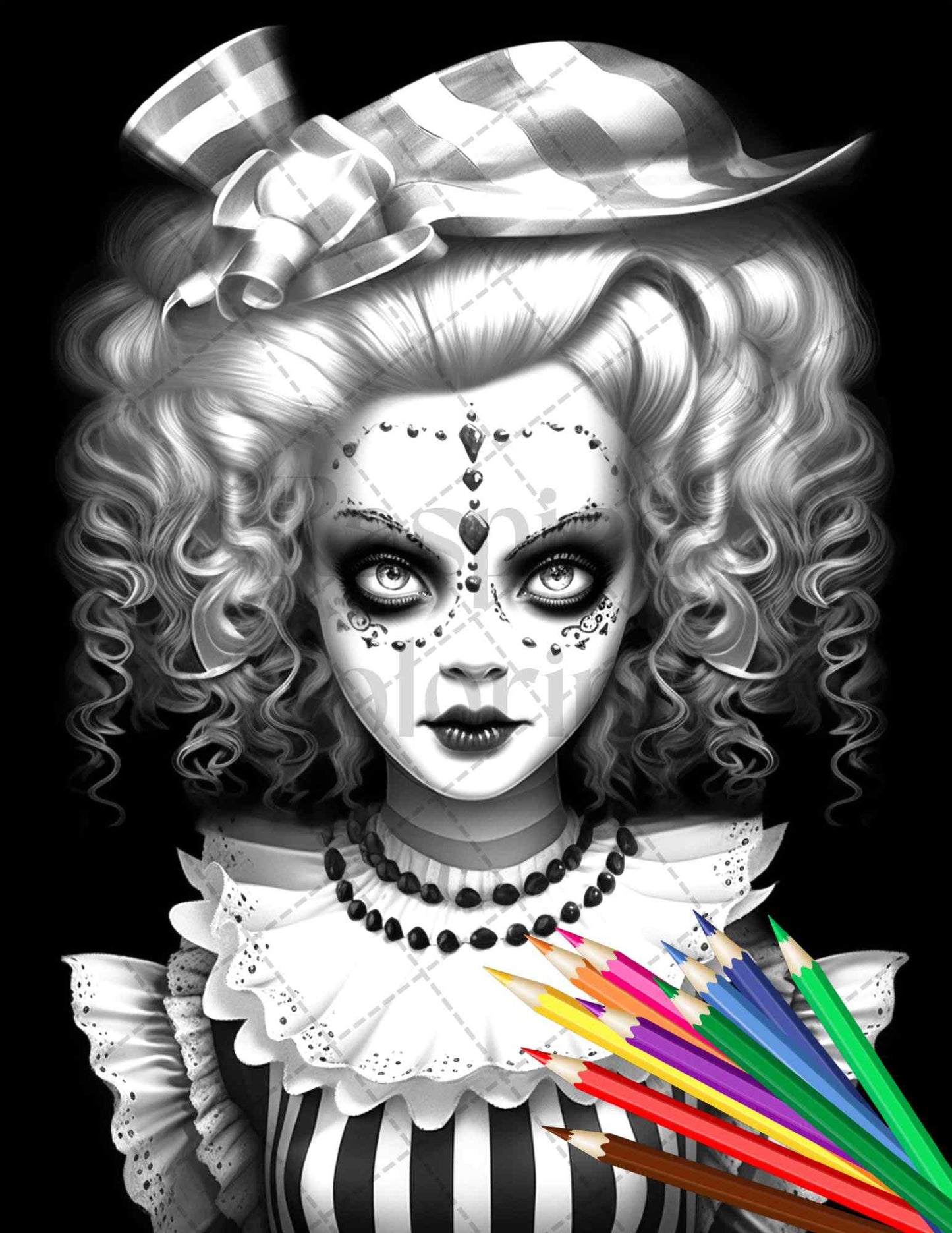 40 Creepy Porcelain Dolls Grayscale Coloring Pages for Adults, PDF File Instant Download