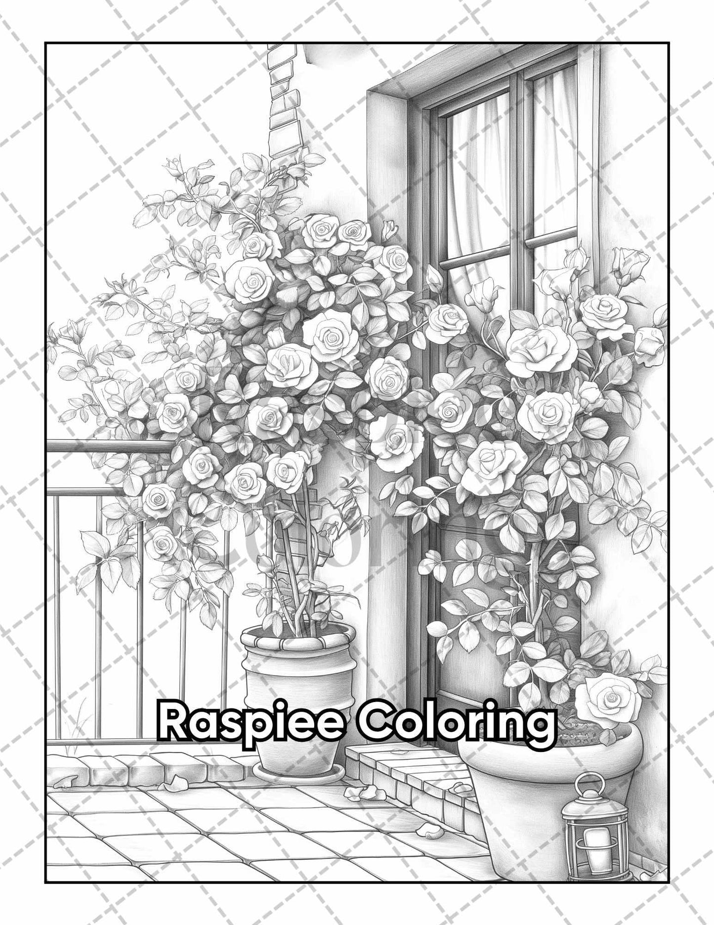 50 Balcony Garden Adult Coloring Pages Printable PDF Instant Download