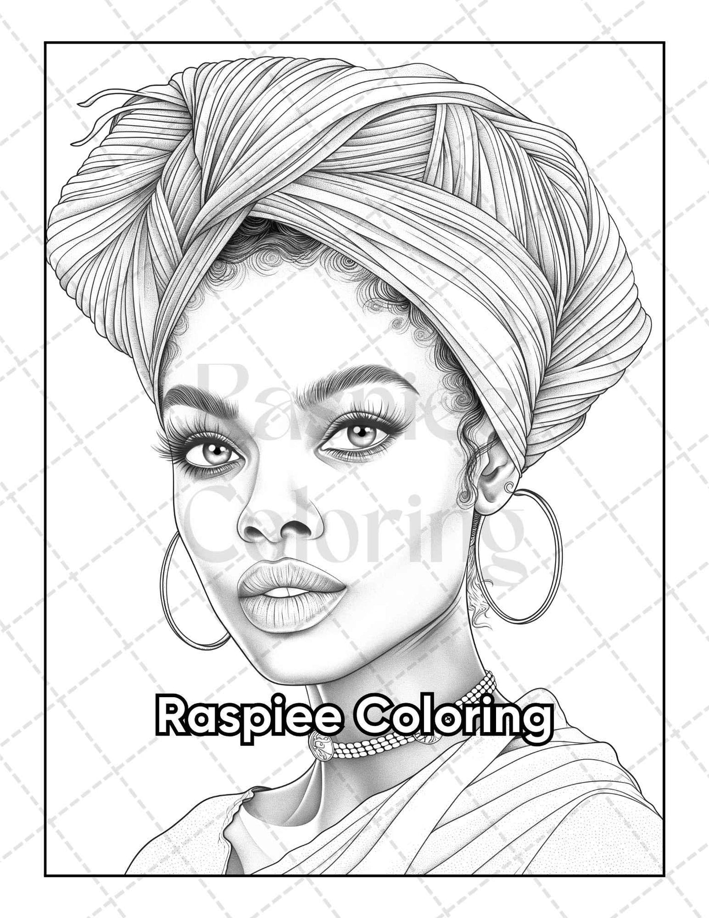 50 Black Women Portrait Coloring Pages for Adults Printable PDF Instant Download