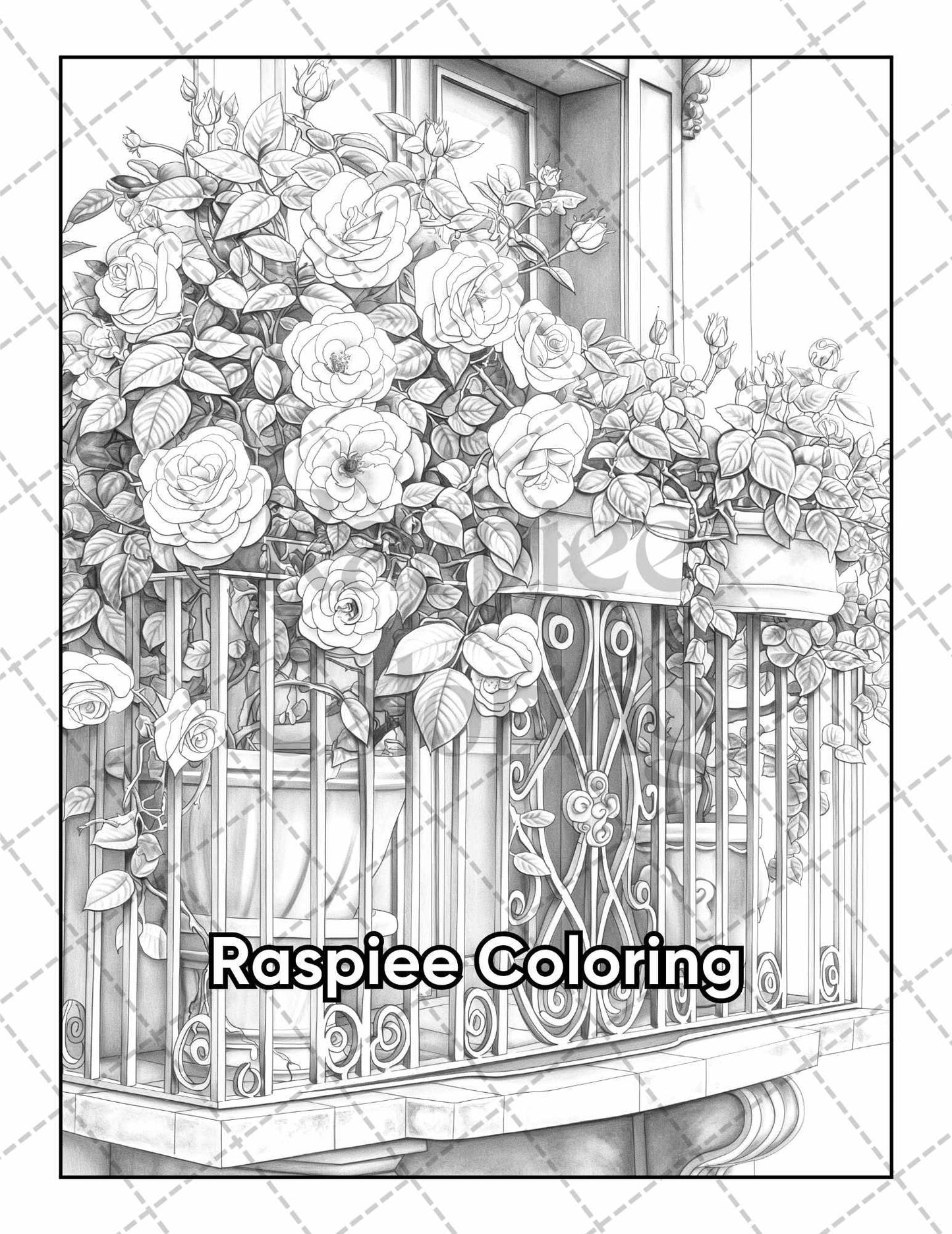 50 Balcony Garden Adult Coloring Pages Printable PDF Instant Download