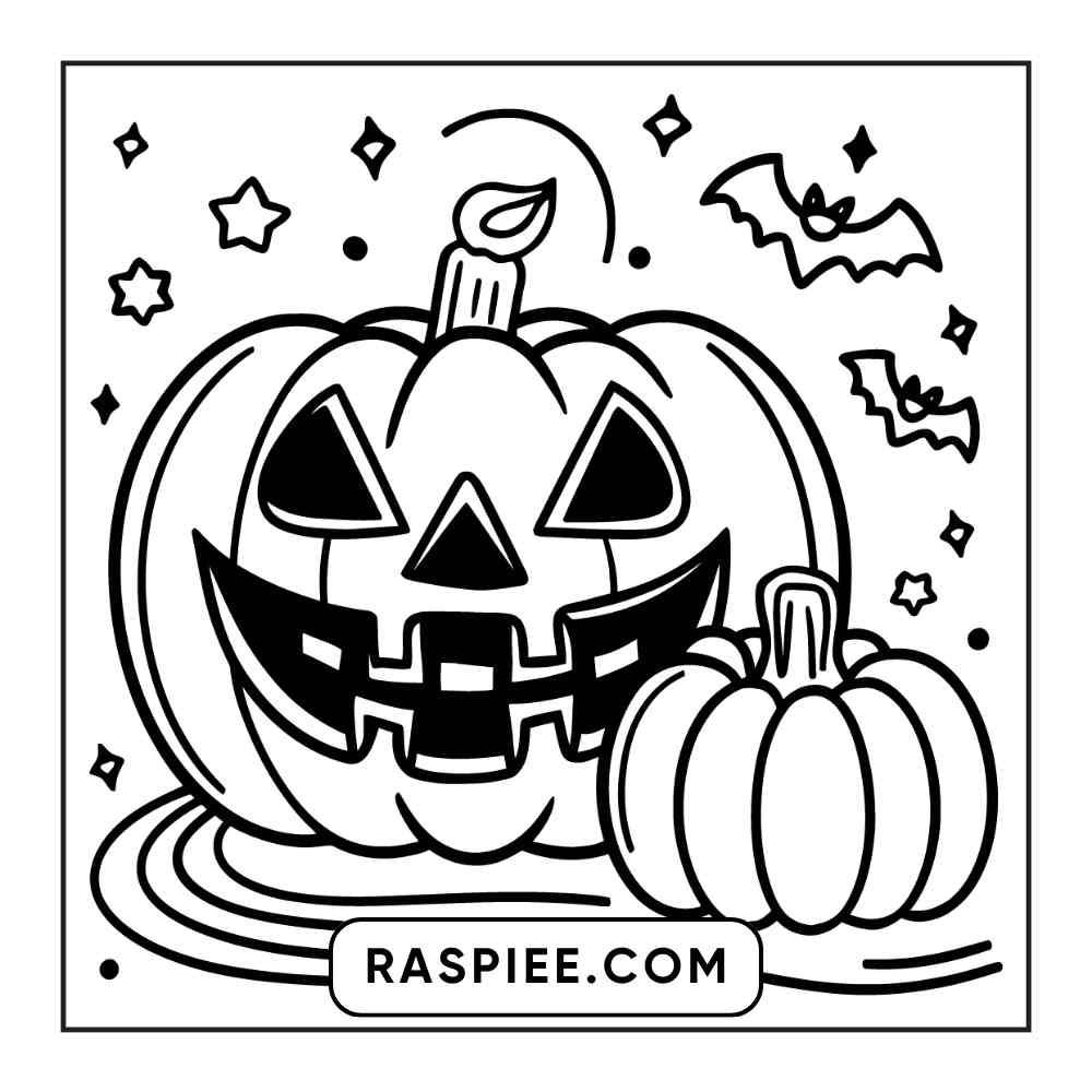 100 Bold and Easy Cute Halloween Coloring Pages Printable PDF Instant Download