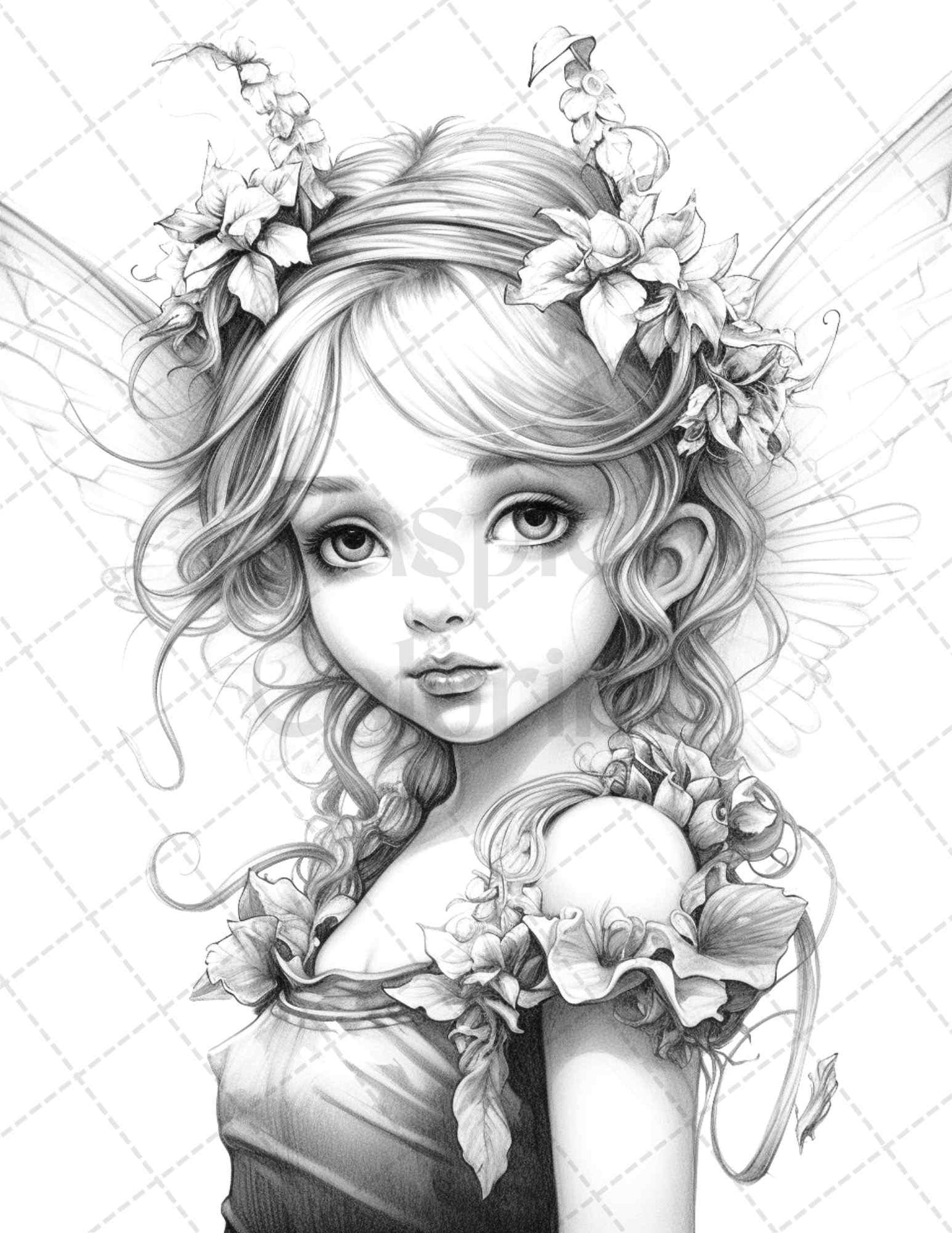 45 Adorable Chibi Fairy Grayscale Coloring Pages Printable for Adults, PDF File Instant Download