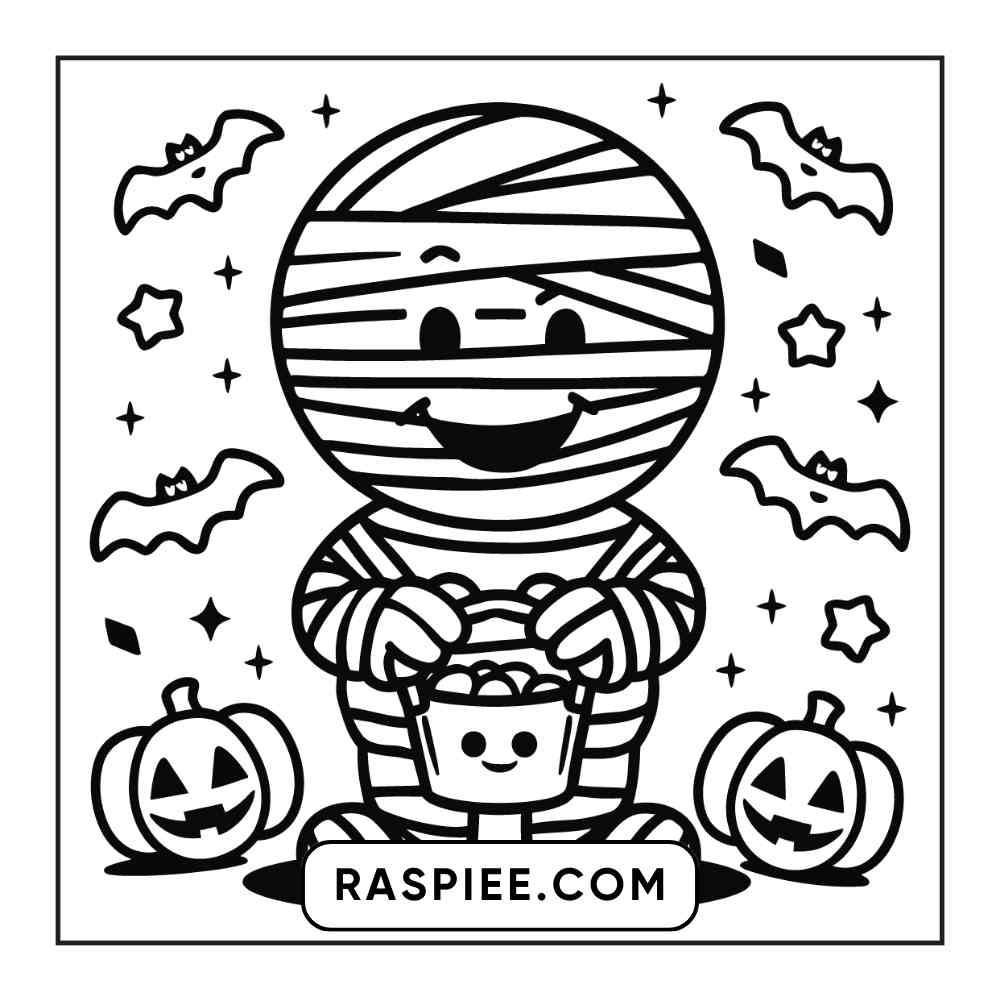 100 Bold and Easy Cute Halloween Coloring Pages Printable PDF Instant Download