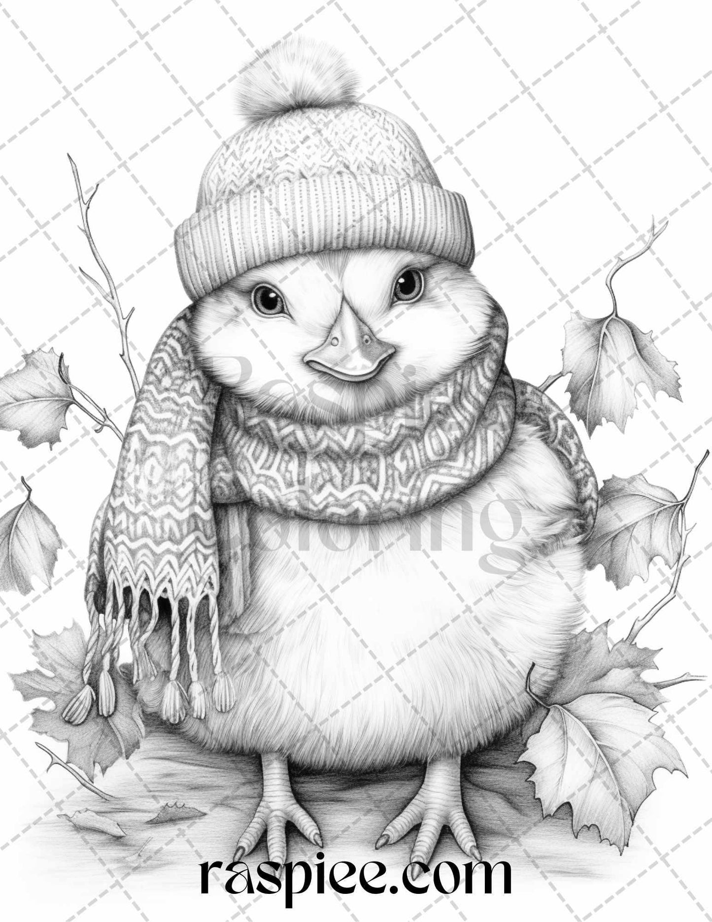 40 Cute Fall Animals Grayscale Coloring Pages Printable for Adults and Kids, PDF File Instant Download