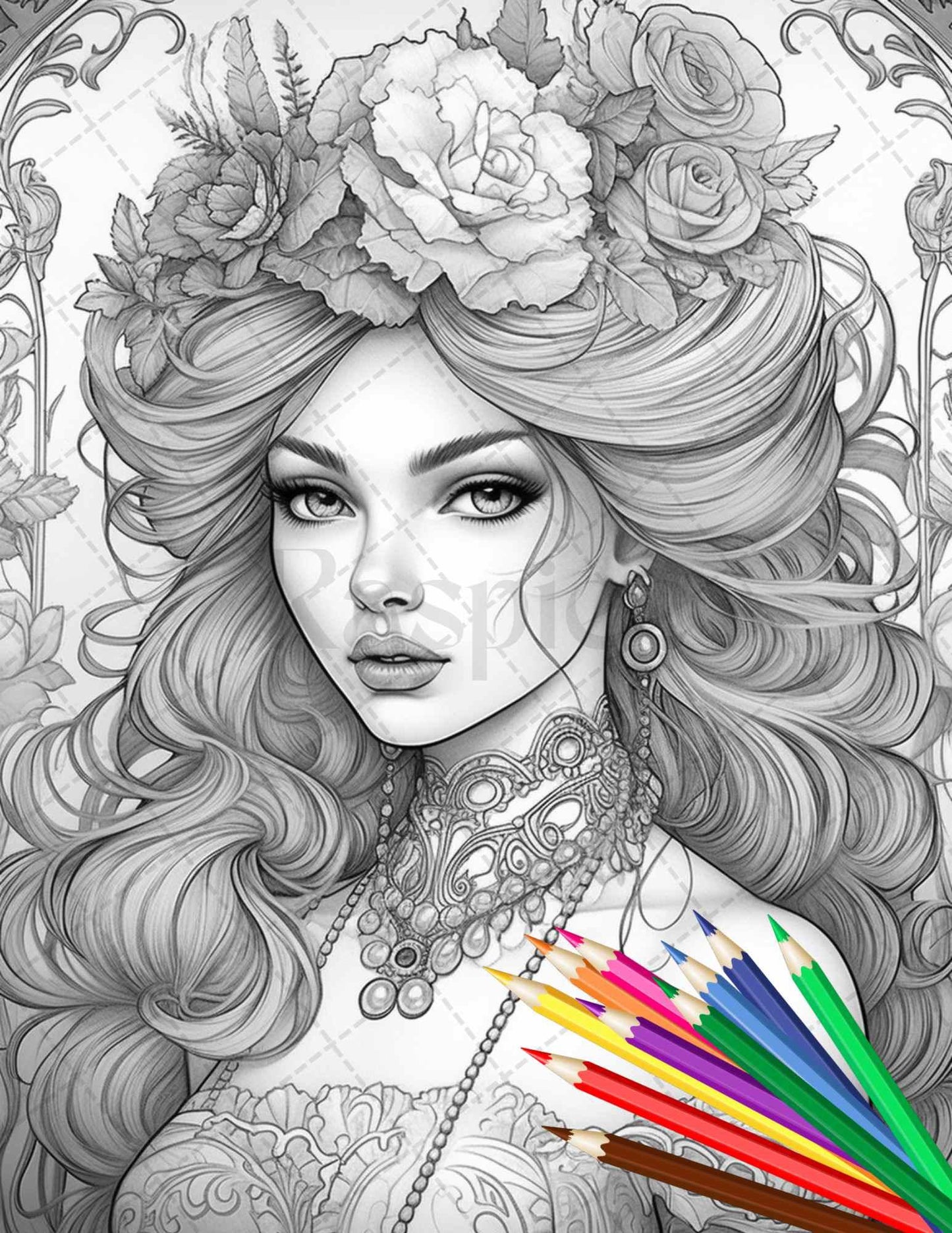 43 Beautiful Victorian Women Grayscale Coloring Pages Printable for Adults, PDF File Instant Download