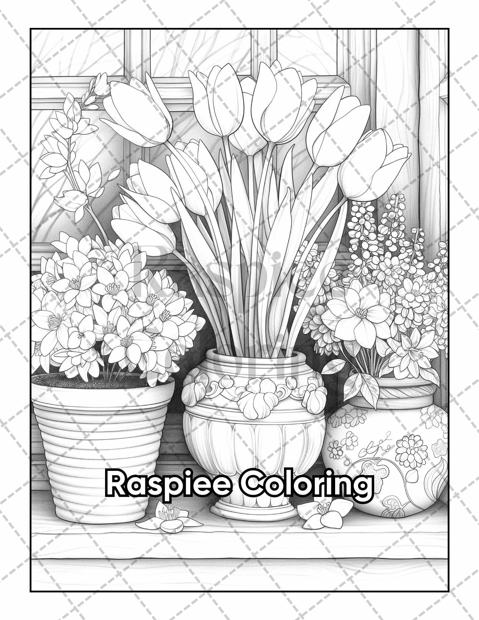 50 Balcony Garden Adult Coloring Pages Printable PDF Instant Download