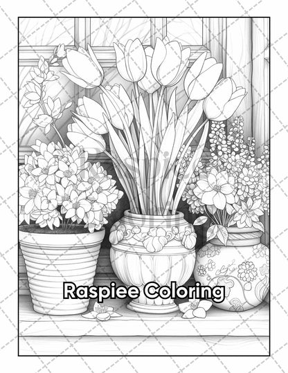 50 Balcony Garden Adult Coloring Pages Printable PDF Instant Download