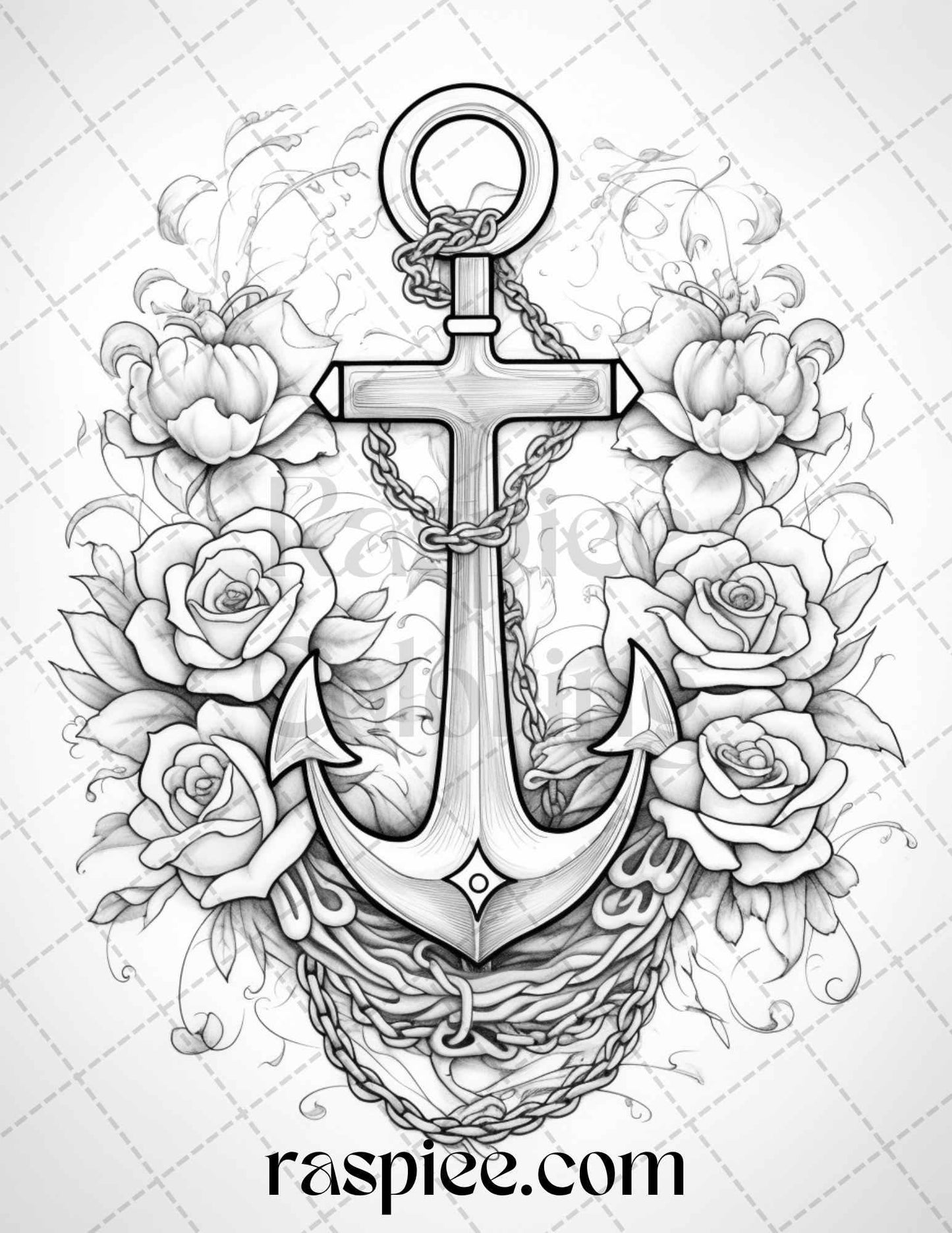 40 Beautiful Tattoos Grayscale Coloring Pages Printable for Adults, PDF File Instant Download