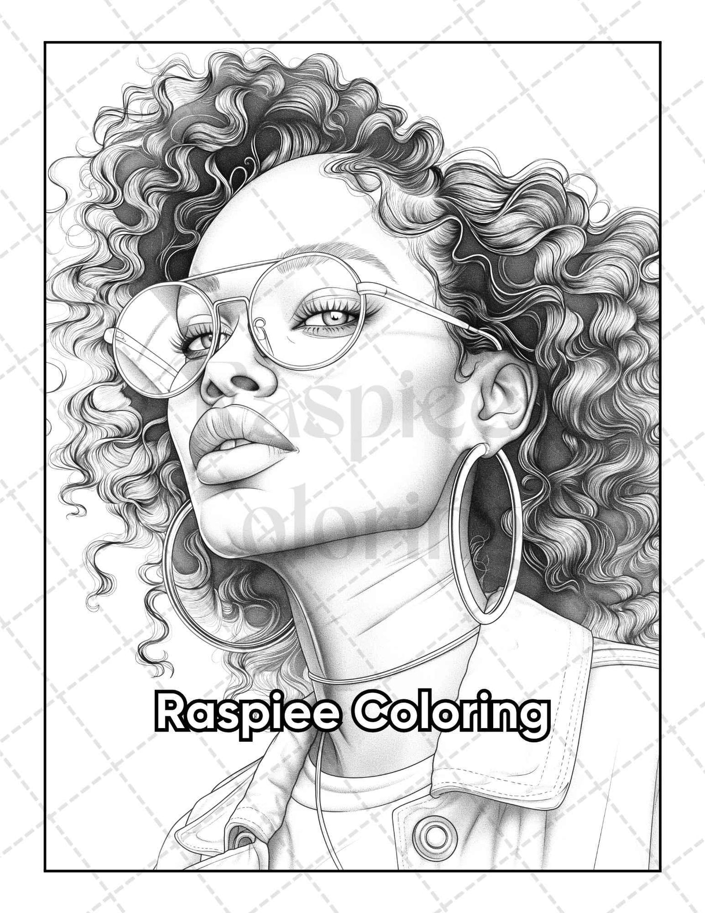 50 Black Women Portrait Coloring Pages for Adults Printable PDF Instant Download