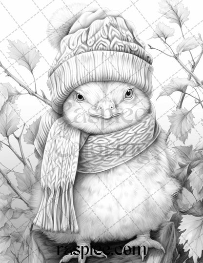 40 Cute Fall Animals Grayscale Coloring Pages Printable for Adults and Kids, PDF File Instant Download