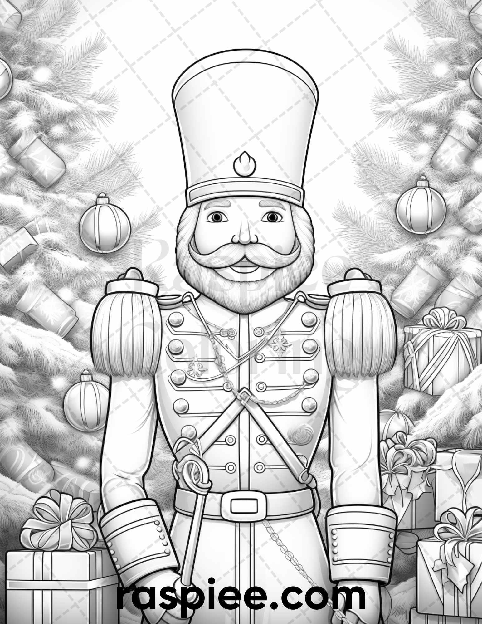 40 Christmas Nutcrackers Grayscale Coloring Pages for Adults, Printable PDF File Instant Download