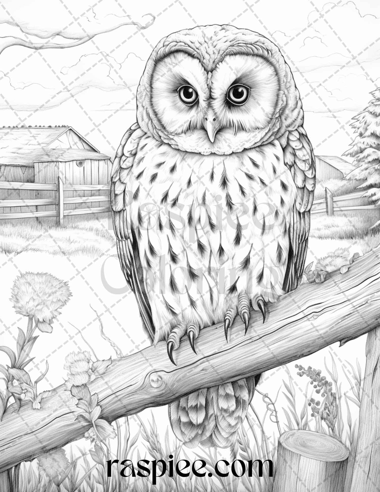 40 Farmstead Serenity Grayscale Coloring Pages Printable for Adults, PDF File Instant Download