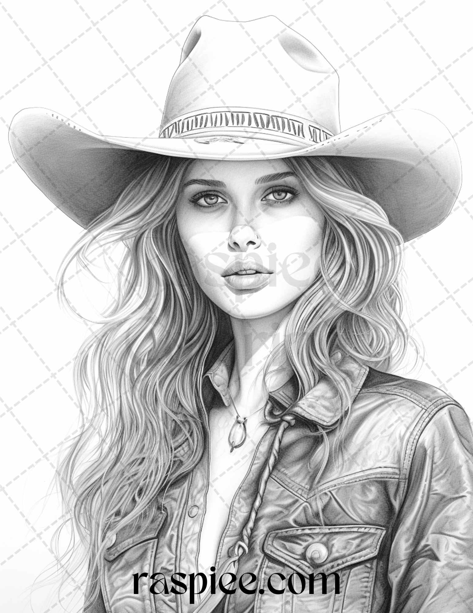 40 Beautiful Cowgirls Grayscale Coloring Pages Printable for Adults, PDF File Instant Download