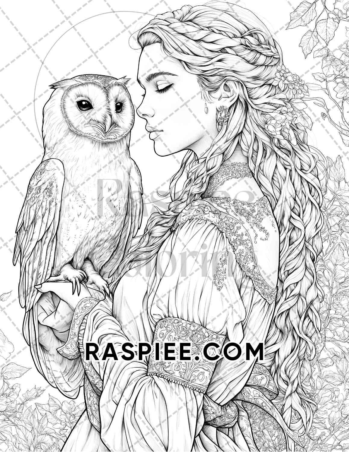 Autumn Beauties Portrait Adult Coloring Pages Printable PDF Instant Download