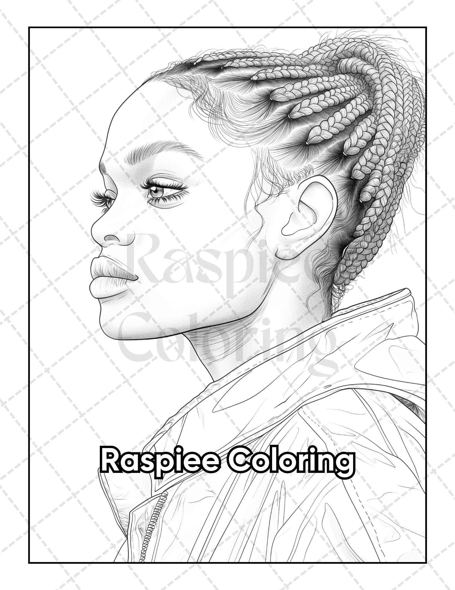 50 Black Women Portrait Coloring Pages for Adults Printable PDF Instant Download