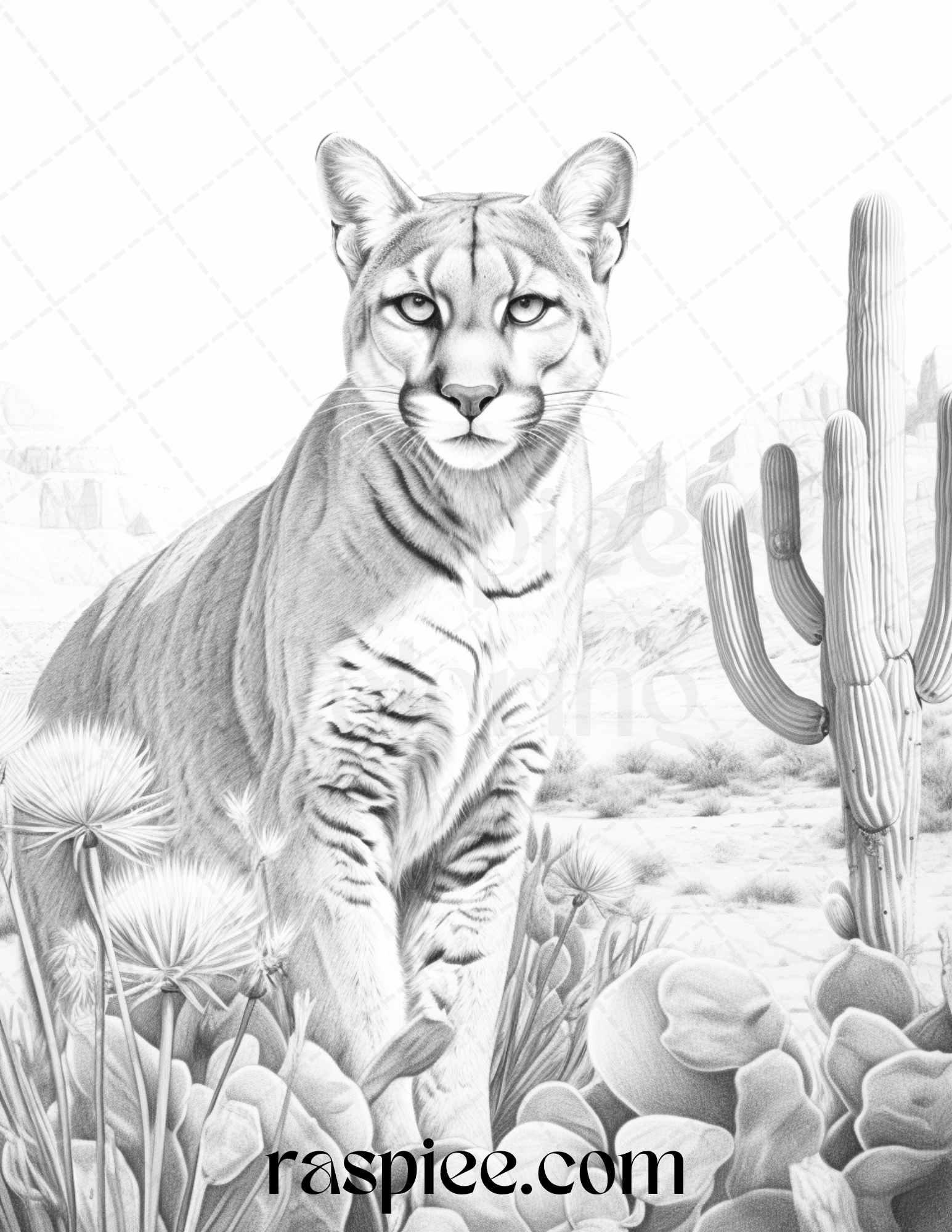 43 Desert Animals Grayscale Coloring Pages Printable for Adults, PDF File Instant Download