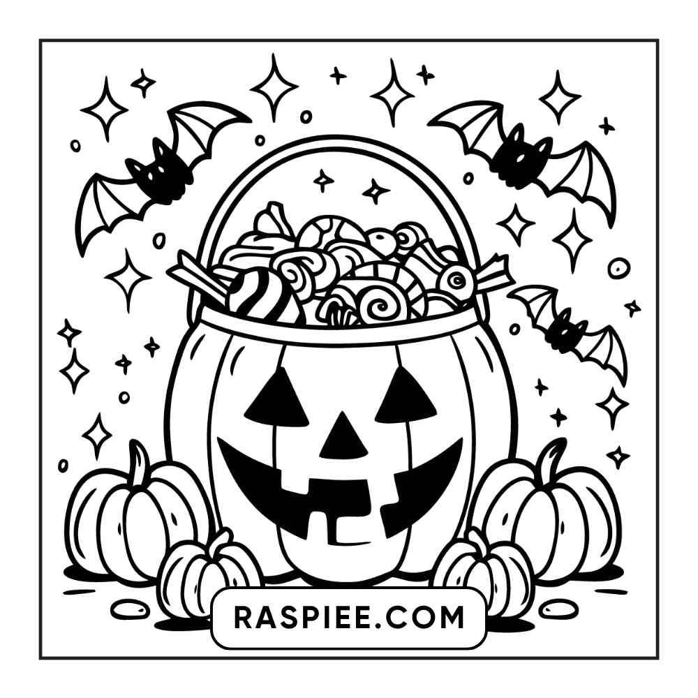 100 Bold and Easy Cute Halloween Coloring Pages Printable PDF Instant Download