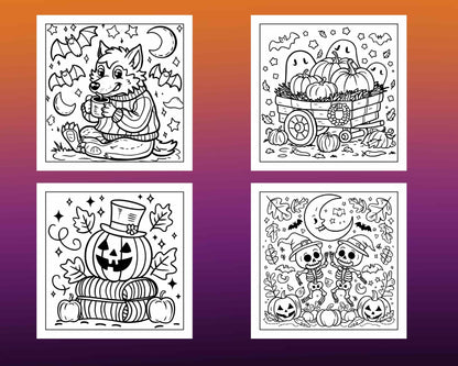 84 Cozy Halloween Bold & Easy Coloring Pages Printable PDF Instant Download