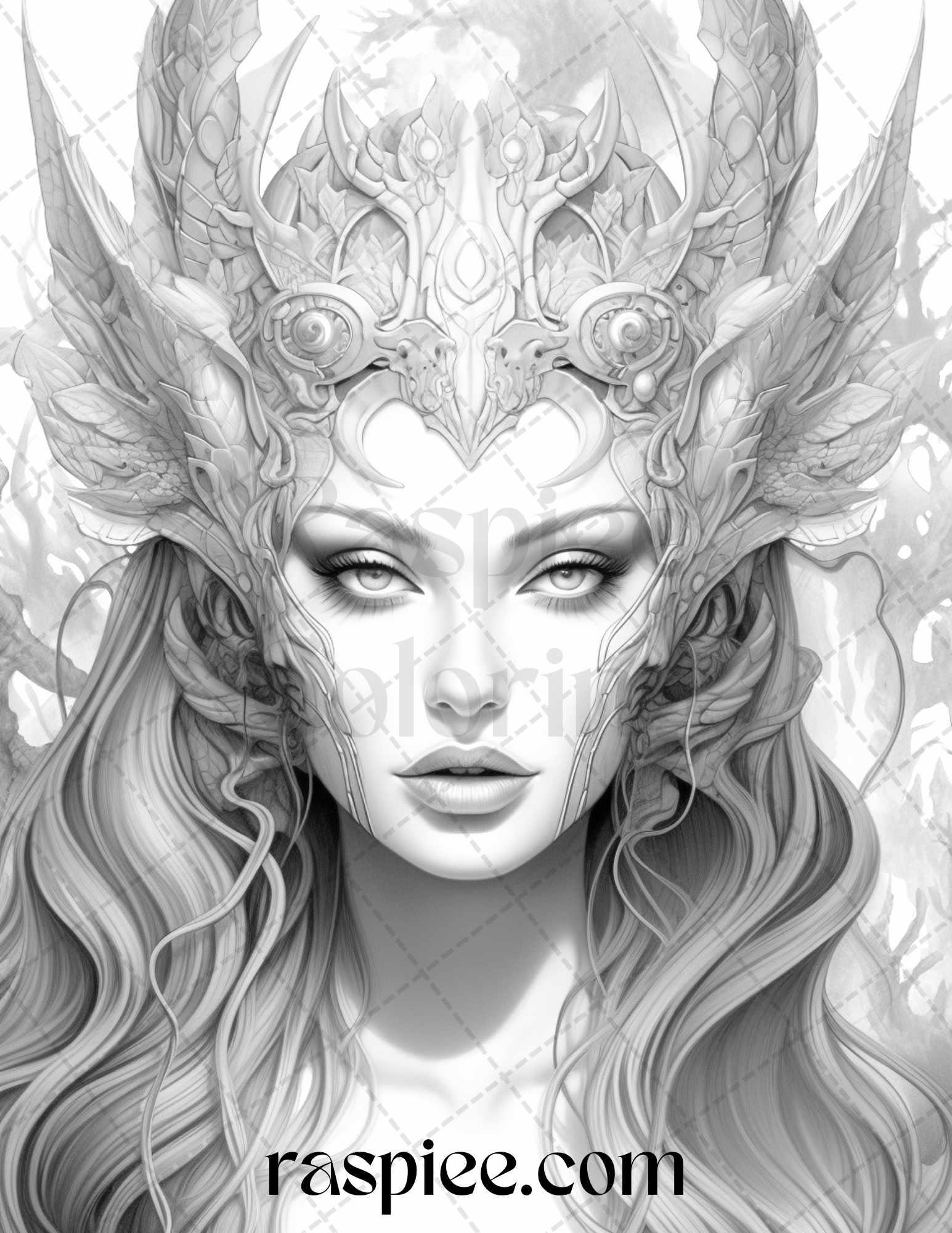 40 Dark Evil Fairy Grayscale Coloring Pages Printable for Adults, PDF File Instant Download