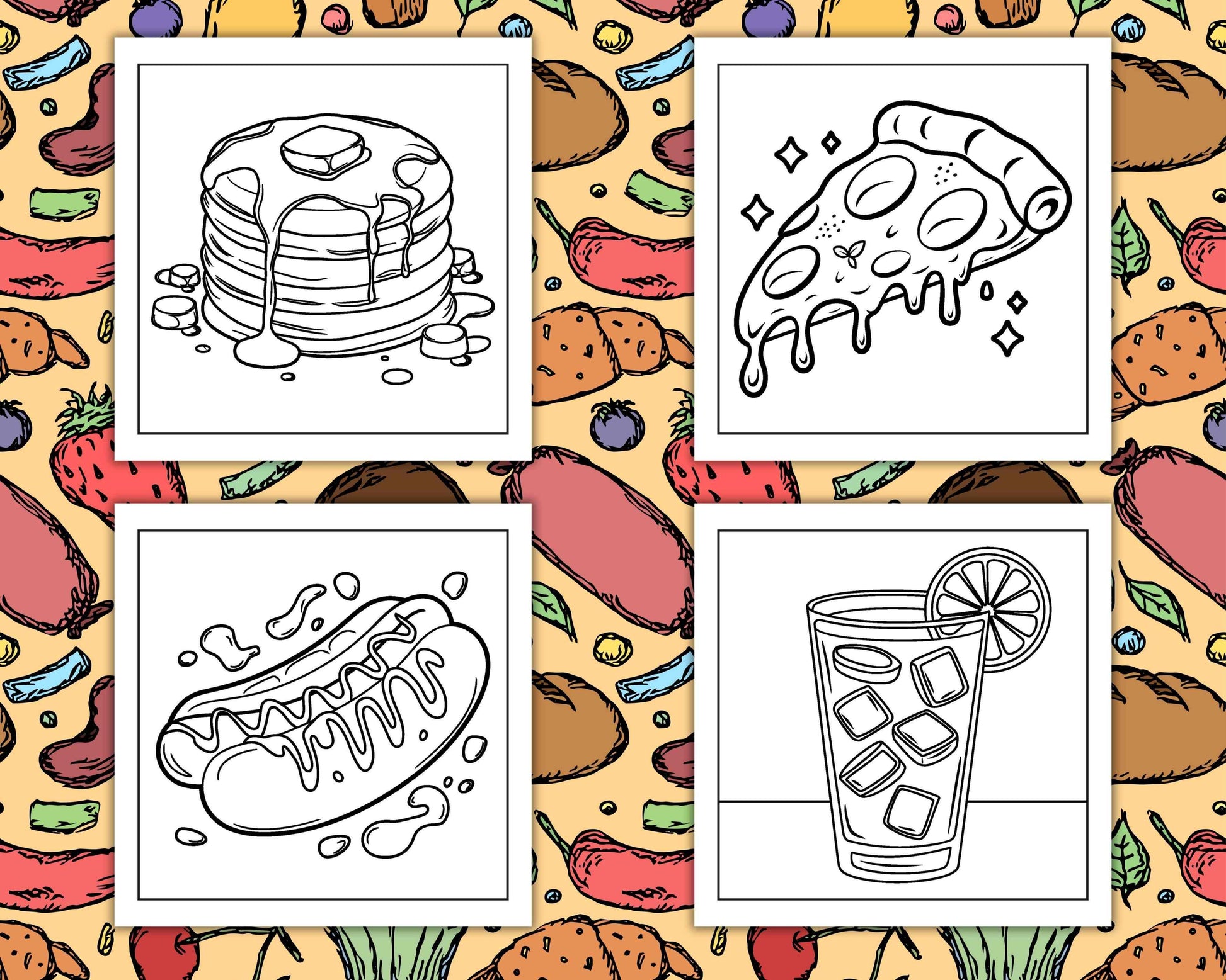 96 Food & Snacks Coloring Pages Bold & Easy Printable