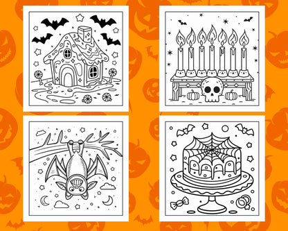 100 Bold and Easy Cute Halloween Coloring Pages Printable PDF Instant Download