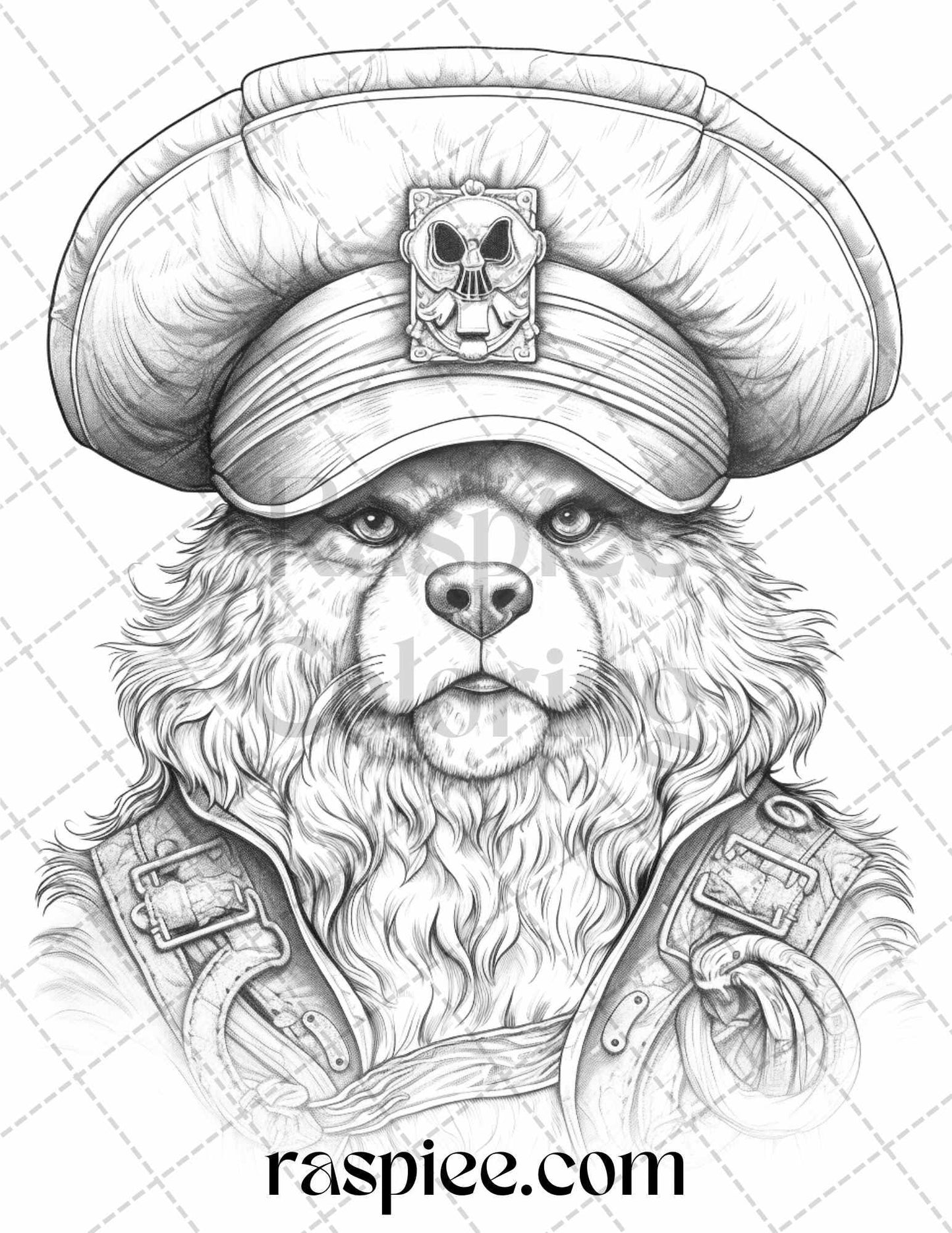 40 Pirate Animals Grayscale Coloring Pages Printable for Adults, PDF File Instant Download