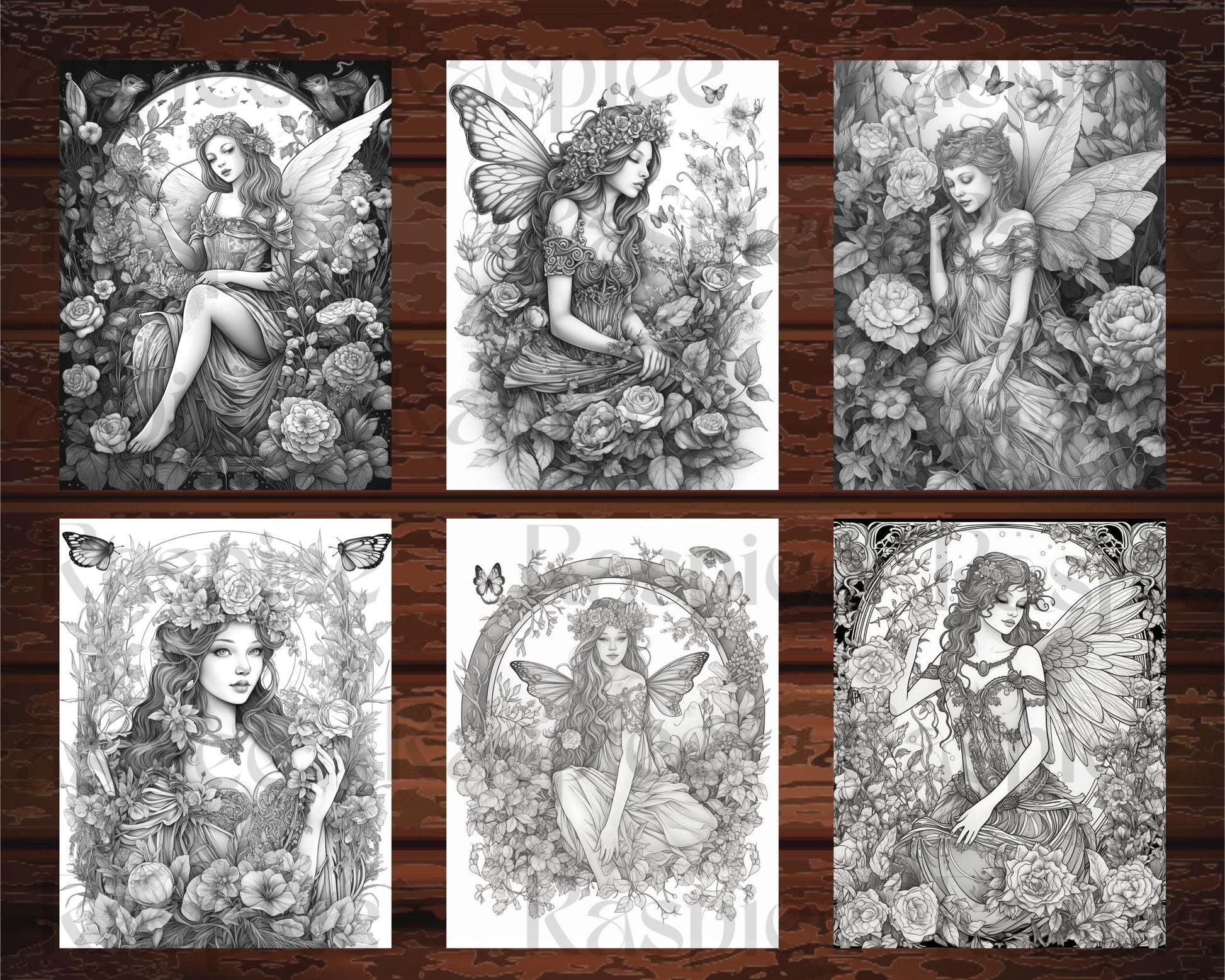 30 Beautiful Fairies Coloring Page Book for Adults, Flower Fairy Grayscale Coloring Book, Fairy Coloring Sheets, Printable PDF File Download