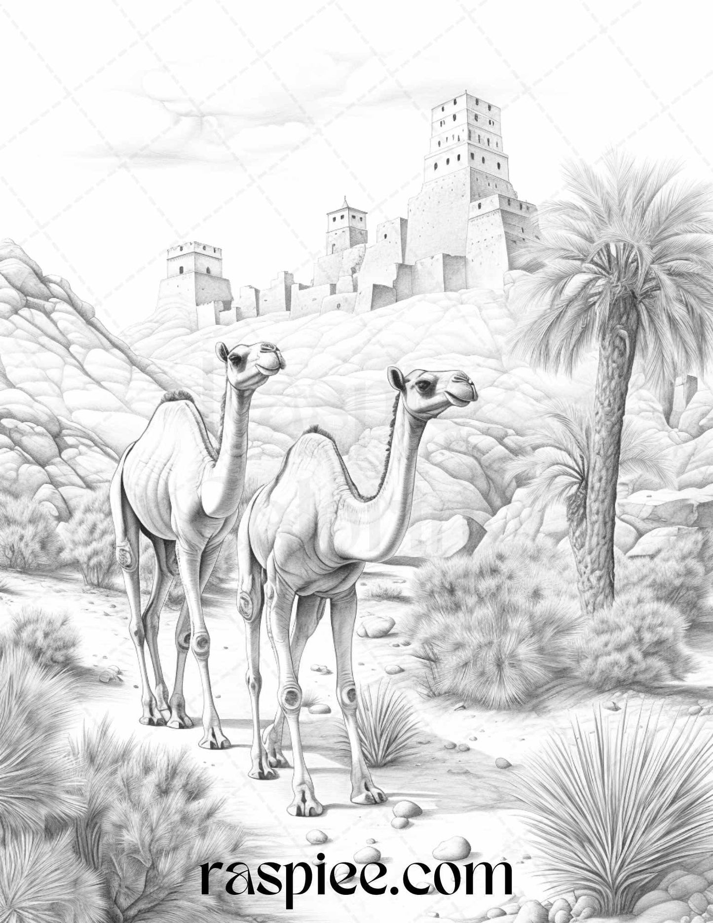 43 Desert Animals Grayscale Coloring Pages Printable for Adults, PDF File Instant Download