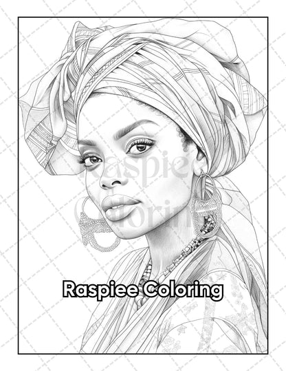 50 Black Women Portrait Coloring Pages for Adults Printable PDF Instant Download