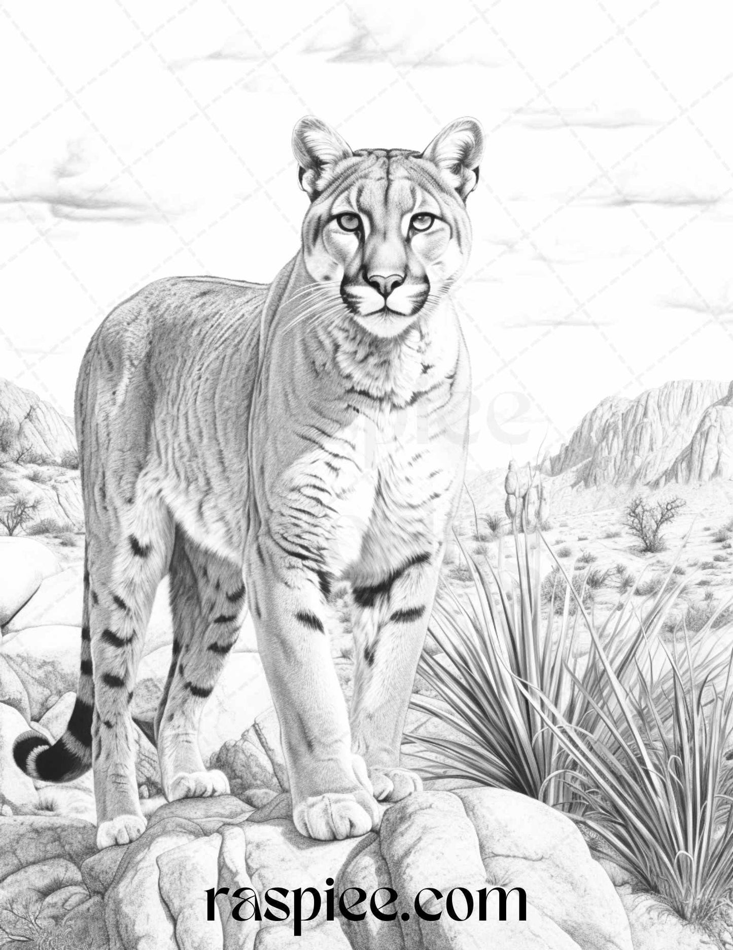 43 Desert Animals Grayscale Coloring Pages Printable for Adults, PDF File Instant Download