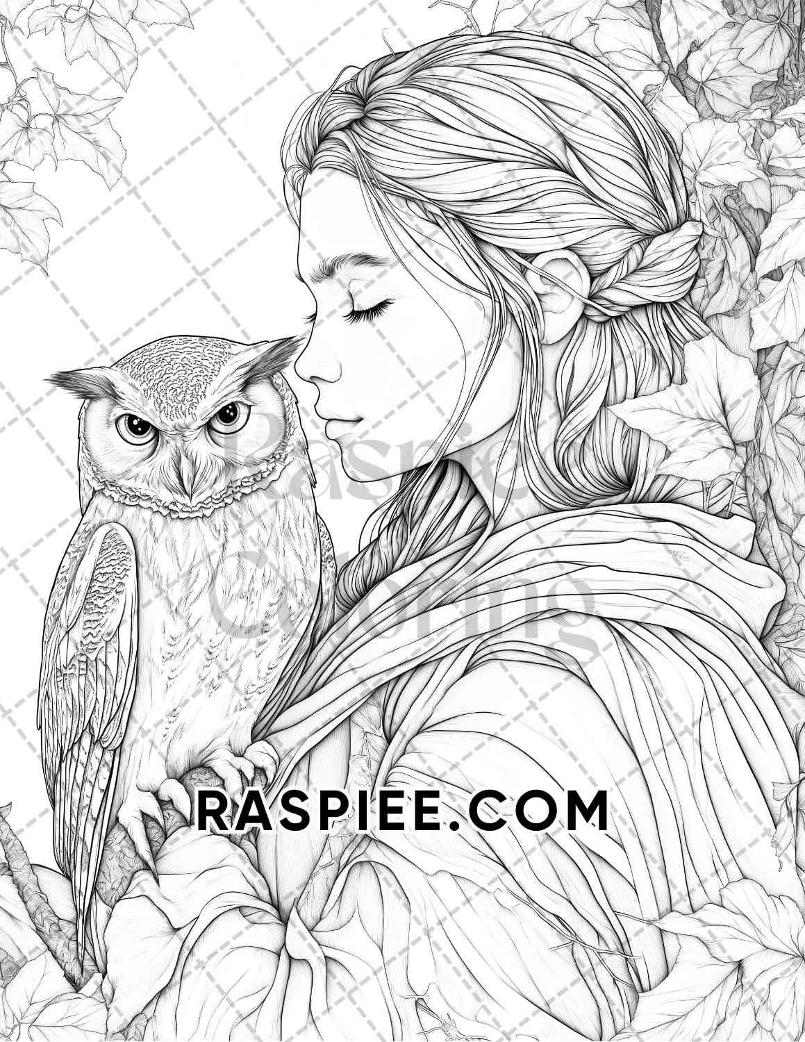 Autumn Beauties Portrait Adult Coloring Pages Printable PDF Instant Download