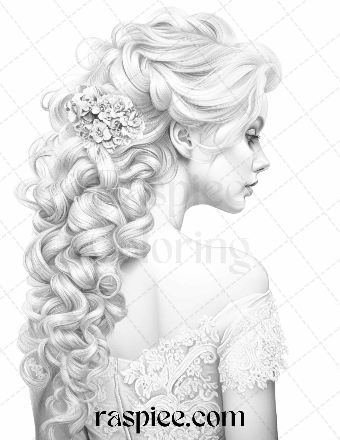 43 Beautiful Hairstyles Grayscale Coloring Pages Printable for Adults, PDF File Instant Download